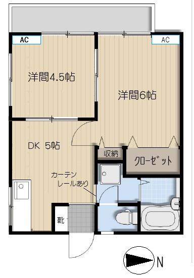 ベルメゾン(2K/1階)の間取り写真