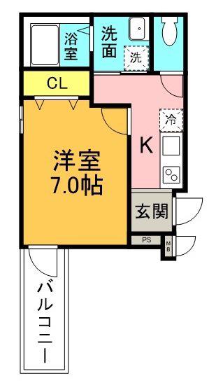 フジパレス西宮鳴尾V番館(1K/3階)の間取り写真