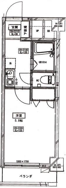 錦糸町ハイツ(1K/2階)の間取り写真