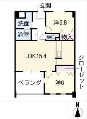 SUNARIUM(2LDK/6階)の間取り写真