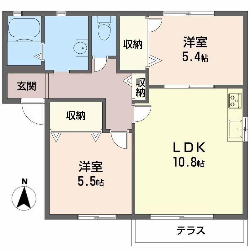 ハイツ英(2LDK/1階)の間取り写真