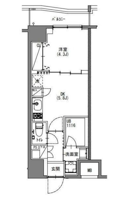 S-RESIDENCE新宿御苑 S-RESIDENCE新宿御苑(1DK/6階)の間取り写真