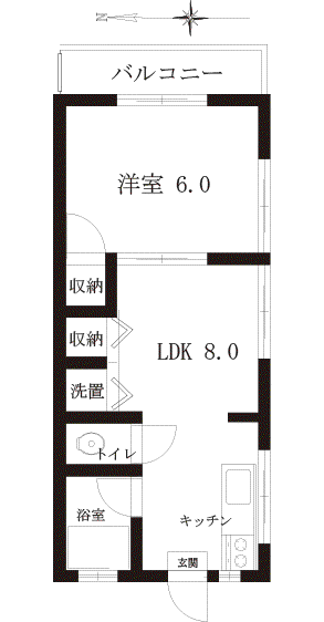 新生コーポ(1LDK/2階)の間取り写真