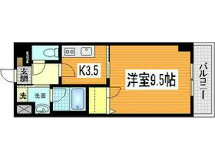 アバント宮内(1K/9階)の間取り写真