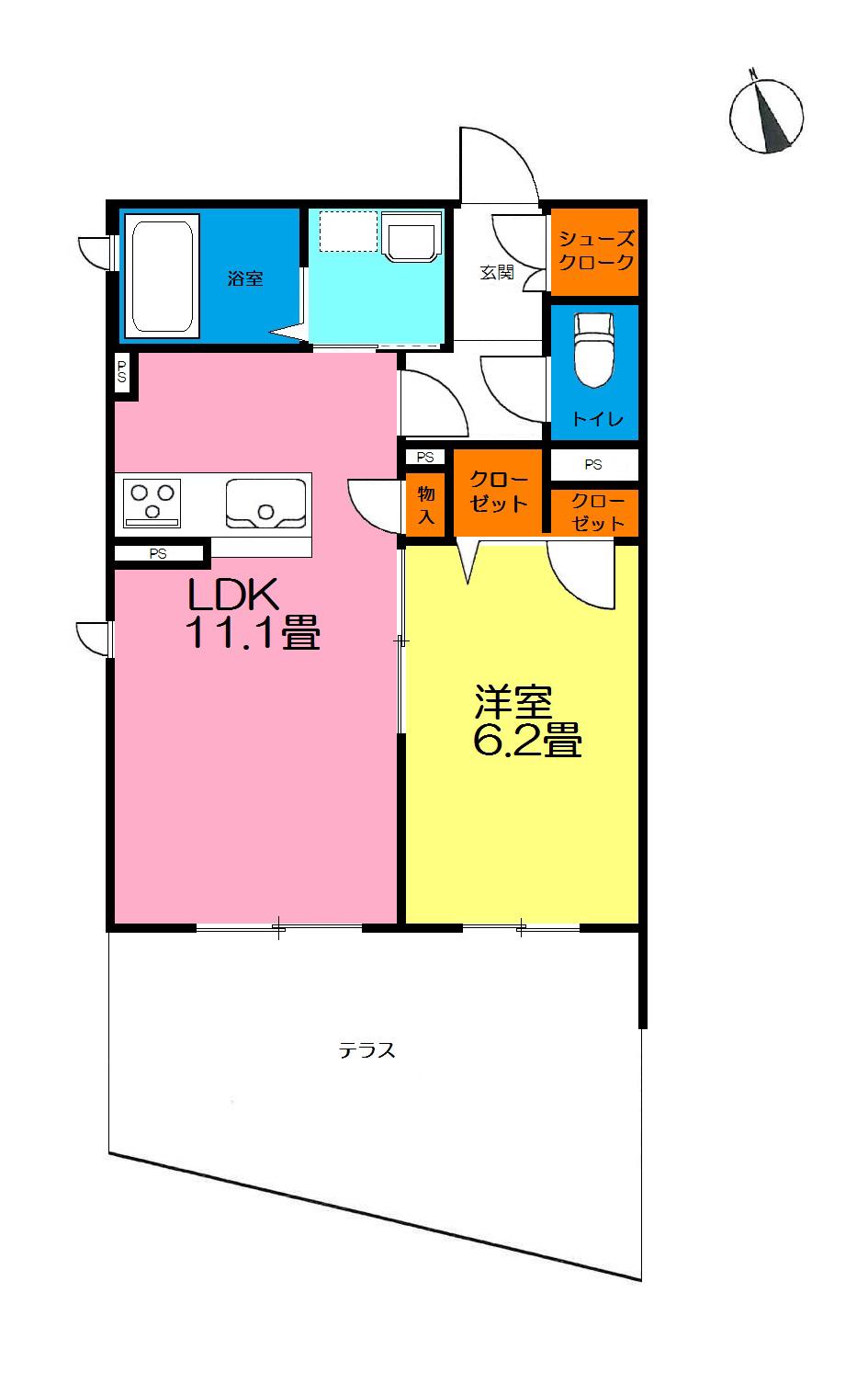 ヴィアソーレ(1LDK/1階)の間取り写真