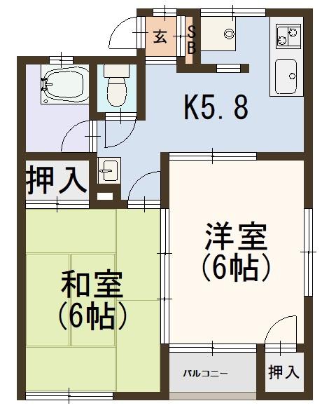 チェリー永和(2DK/3階)の間取り写真