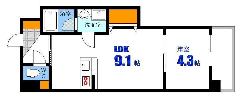 FELICE NISHIKAWA(1LDK/3階)の間取り写真
