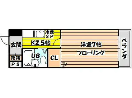 ノルデンハイム上新庄(1K/3階)の間取り写真