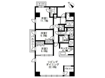 アーバンパーク代官山II(3LDK/5階)の間取り写真