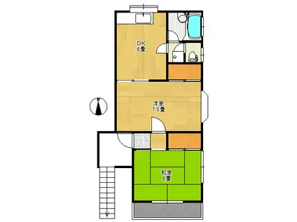 第2コーポ白糸(2DK/2階)の間取り写真