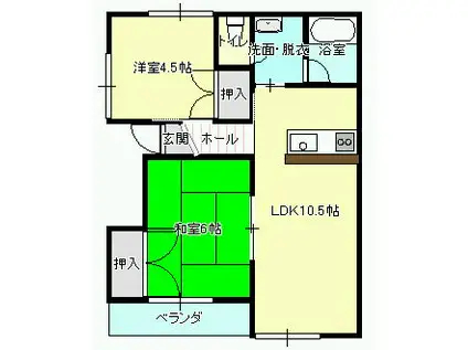 佐々木コーポ(2LDK/2階)の間取り写真