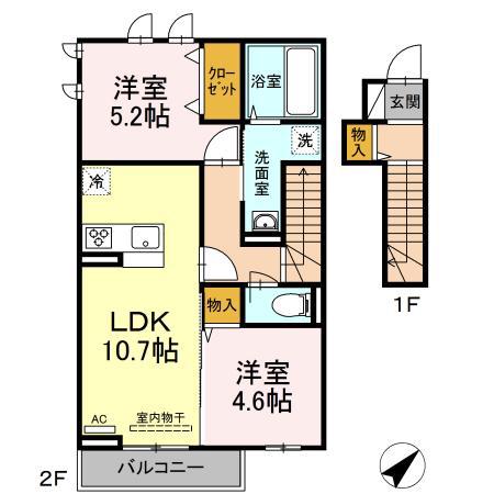 フレンズII(2LDK/2階)の間取り写真
