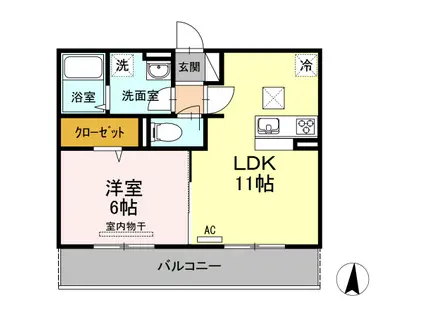 サンライズ豊益築港町(1LDK/1階)の間取り写真