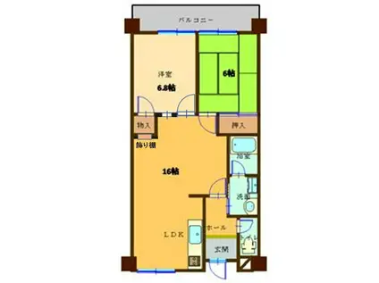 グリーンハイツ足立(2LDK/2階)の間取り写真