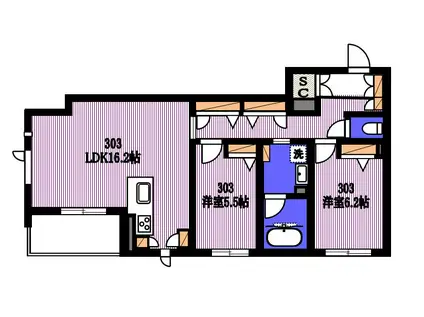 ヒュペリオン梶ヶ谷(2LDK/3階)の間取り写真
