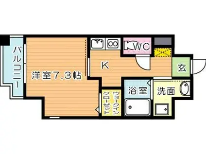 ラグーナ黒崎(1K/8階)の間取り写真