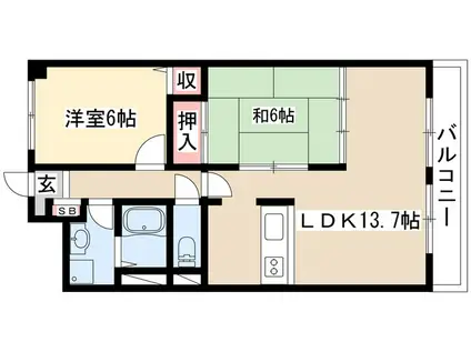 シェモアII(2LDK/2階)の間取り写真