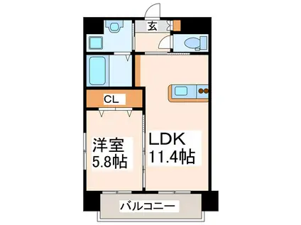トリニティ近見(1LDK/3階)の間取り写真