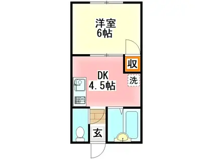 めぐみハイツ(1DK/1階)の間取り写真