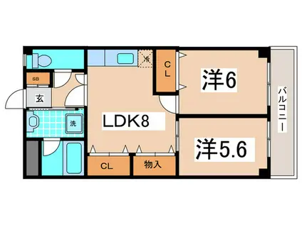 シュベルニーコーポ・フジモト(2LDK/3階)の間取り写真