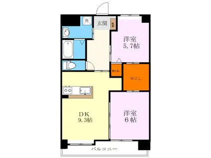 SAISON・REIWA(2DK/2階)の間取り写真