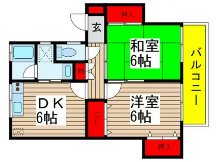 石井ハイツ2(2DK/2階)の間取り写真