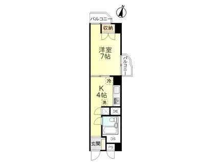チサンマンション第3仙台(1DK/7階)の間取り写真