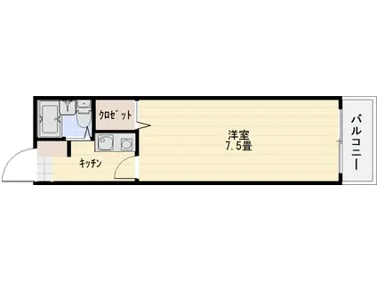 オリンピア阪本(1K/1階)の間取り写真