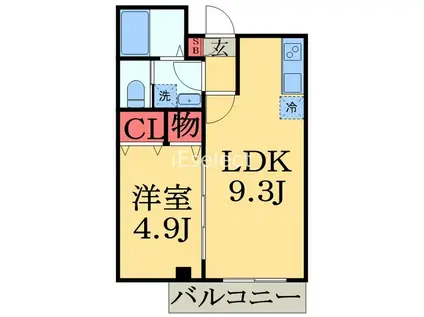 プラウディア稲毛(1LDK/3階)の間取り写真