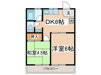 業平ハイム(2DK/2階)の間取り写真