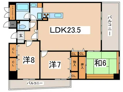 帝塚山松寿庵(3LDK/3階)の間取り写真