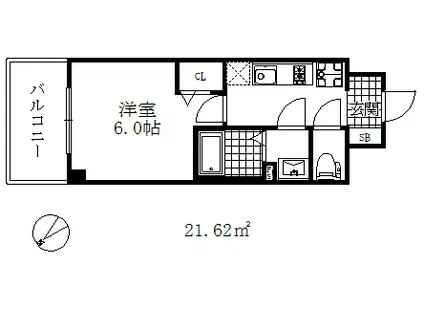 エステムコート神戸グランスタイル(1K/10階)の間取り写真