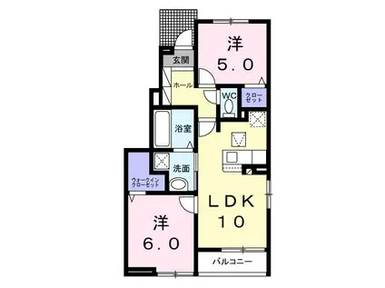 サクラ アパートメント(2LDK/1階)の間取り写真