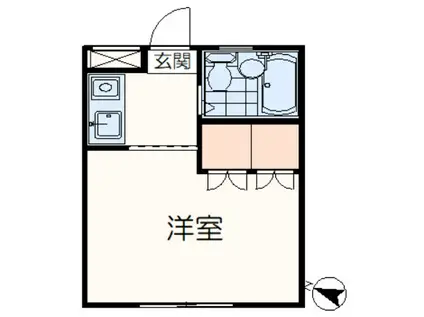 ヴィラ桜ヶ丘(ワンルーム/1階)の間取り写真