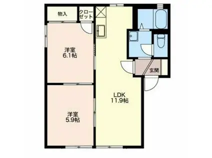 アステル(2LDK/1階)の間取り写真