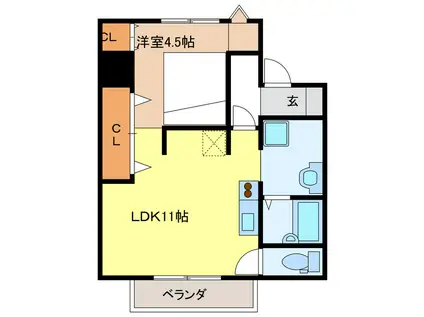 コーポレーションT&T C棟(1LDK/3階)の間取り写真