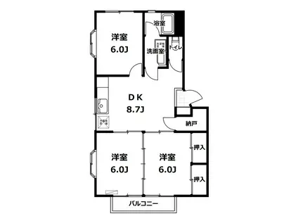 千波棚網コーポ(3DK/1階)の間取り写真