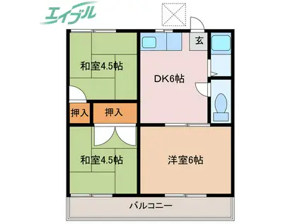 コーポ桝屋(3DK/2階)の間取り写真