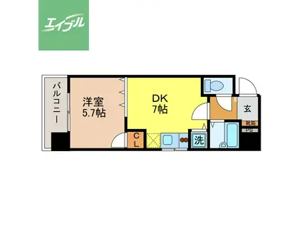 クオーレ鍛冶屋町(1DK/3階)の間取り写真