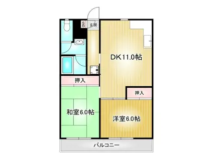 関谷ハイツ(2LDK/3階)の間取り写真