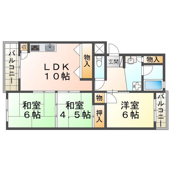 ベルデュウラ池上(3LDK/3階)の間取り写真