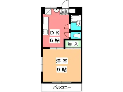 マンションふじ(1DK/3階)の間取り写真