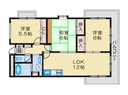 ヌーベルシャトー(3LDK/5階)の間取り写真