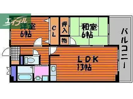 スカイロード(2LDK/1階)の間取り写真