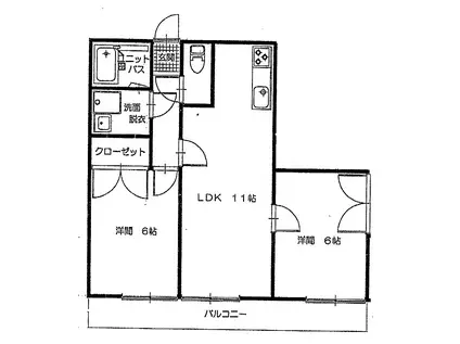 コンフォート笛田(2LDK/1階)の間取り写真