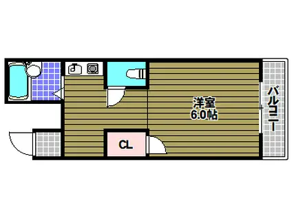 パールハウス北野田(1K/2階)の間取り写真