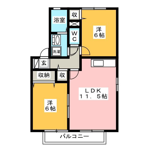 ウィルモア C(2LDK/2階)の間取り写真
