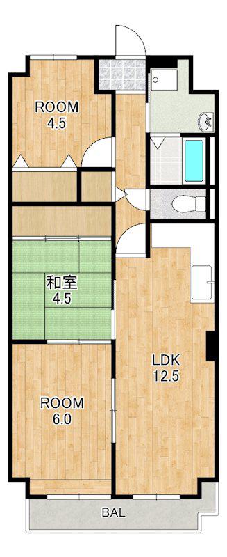 エミール瀬田(3LDK/7階)の間取り写真