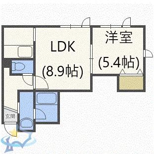 パームハイツ(1LDK/2階)の間取り写真