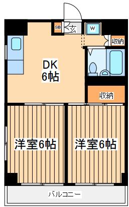 第21岩波ビル(2DK/1階)の間取り写真